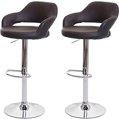 Mendler 2er-Set Barhocker HWC-F16 mit Lehne Kunstleder braun-schwarz Barstuhl, Tresenhocker, Drehhocker Mendler 2er-Set Barhocker HWC-F16 mit Lehne Kunstleder braun-schwarz Barstuhl, Tresenhocker, Drehhocker