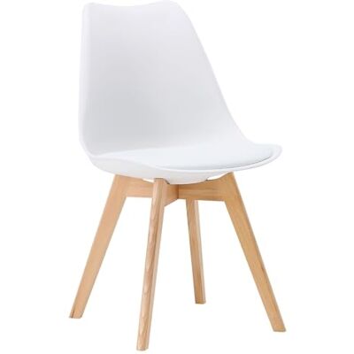 Homestyle4u Scandi Esszimmerstuhl Weiß Kunststoff Küchenstuhl mit Holz Moderner Schalenstuhl mit ergonomischer Sitzschale und stabilen Echtholzbeinen Pflegeleichtes Design für Küche & Wohnzimmer Homestyle4u Scandi Esszimmerstuhl Weiß Kunststoff Küchenstuhl mit Holz Moderner Schalenstuhl mit ergonomischer Sitzschale und stabilen Echtholzbeinen Pflegeleichtes Design für Küche & Wohnzimmer