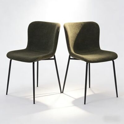 NJLyuhome 2er Set Esszimmerstühle mit Metallgestell, pulverbeschichtetes Stahlrohr in Schwarz, Stoffbezug mit Schaumpolsterung, in 3 Farben: Beige/Khaki/Dunkelgrün, kompakte Maße 55x48x80 cm NJLyuhome 2er Set Esszimmerstühle mit Metallgestell, pulverbeschichtetes Stahlrohr in Schwarz, Stoffbezug mit Schaumpolsterung, in 3 Farben: Beige/Khaki/Dunkelgrün, kompakte Maße 55x48x80 cm