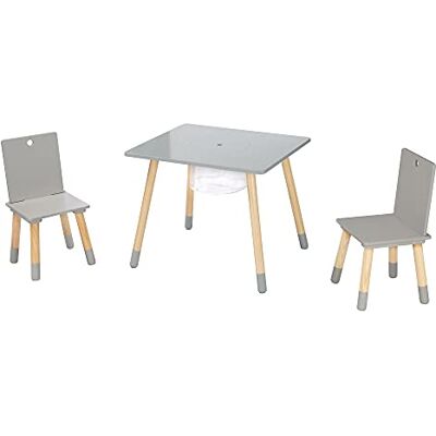roba Kindersitzgruppe aus Holz mit Stauraum Kindermöbel Set aus 2 Kinderstühlen & 1 Tisch Kindertisch Set inkl. Aufbewahrungsnetz Grau / Natur roba Kindersitzgruppe aus Holz mit Stauraum Kindermöbel Set aus 2 Kinderstühlen & 1 Tisch Kindertisch Set inkl. Aufbewahrungsnetz Grau / Natur