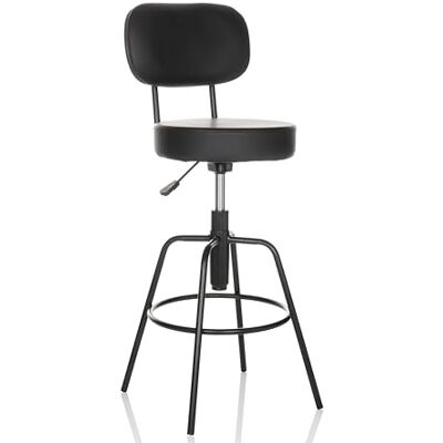 hjh OFFICE Barhocker mit Lehne DISC HIGH Kunstleder, moderner Tresenhocker höhenverstellbar, Hocker drehbar, Schwarz, 729456 hjh OFFICE Barhocker mit Lehne DISC HIGH Kunstleder, moderner Tresenhocker höhenverstellbar, Hocker drehbar, Schwarz, 729456