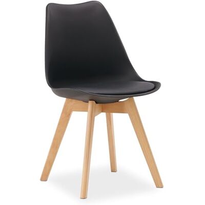 Homestyle4u Küchenstuhl Schwarz mit Holzbeinen Esszimmerstuhl Skandinavisches Design, Kunststoffschale mit Sitzpolster, pflegeleicht – ideal für Esszimmer & Küche Homestyle4u Küchenstuhl Schwarz mit Holzbeinen Esszimmerstuhl Skandinavisches Design, Kunststoffschale mit Sitzpolster, pflegeleicht – ideal für Esszimmer & Küche