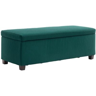 HOMCOM Aufbewahrungsbank 84L Pouf Samt gerippt 112x42x40cm Grün Bettende, Truhe, Fußablage, mit Deckel, für Wohnzimmer, Schlafzimmer, Flur HOMCOM Aufbewahrungsbank 84L Pouf Samt gerippt 112x42x40cm Grün Bettende, Truhe, Fußablage, mit Deckel, für Wohnzimmer, Schlafzimmer, Flur