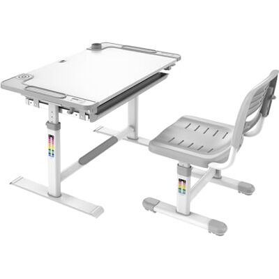 Spacetronik Kinderschreibtisch und Stuhl Set Höhenverstellbar 80x50 cm, Neigbare Tischplatte bis 30°, Ergonomischer Stuhl, Geräumige Schublade, Taschenhaken, Fußstütze Spacetronik Kinderschreibtisch und Stuhl Set Höhenverstellbar 80x50 cm, Neigbare Tischplatte bis 30°, Ergonomischer Stuhl, Geräumige Schublade, Taschenhaken, Fußstütze