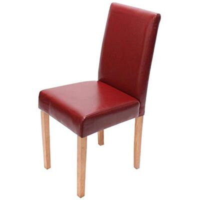 Mendler Esszimmerstuhl Littau, Kunstleder rot, helle Beine Küchenstuhl, Stuhl Mendler Esszimmerstuhl Littau, Kunstleder rot, helle Beine Küchenstuhl, Stuhl