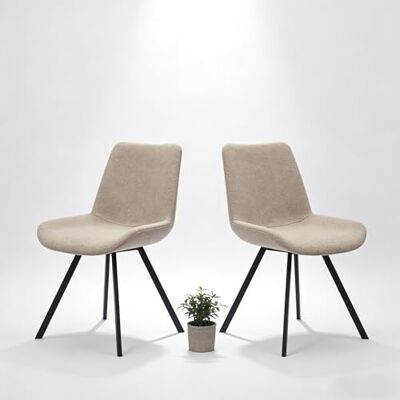 NJLyuhome 2er Set Drehstühle mit Stoffbezug, 360° schwenkbare Esszimmerstühle mit schwarzem Metallgestell, gepolsterte Sitzfläche & Rückenlehne, in Weiß & Khaki, – 54x59x90/49 cm NJLyuhome 2er Set Drehstühle mit Stoffbezug, 360° schwenkbare Esszimmerstühle mit schwarzem Metallgestell, gepolsterte Sitzfläche & Rückenlehne, in Weiß & Khaki, – 54x59x90/49 cm