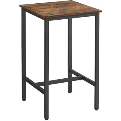 VASAGLE Bartisch, Stehtisch, Küchentisch, hoch, mit Stahlgestell, 60 x 60 x 106 cm, einfache Montage, für Küche, Wohnzimmer, Industrie-Design, vintagebraun-schwarz LBT035K01 VASAGLE Bartisch, Stehtisch, Küchentisch, hoch, mit Stahlgestell, 60 x 60 x 106 cm, einfache Montage, für Küche, Wohnzimmer, Industrie-Design, vintagebraun-schwarz LBT035K01