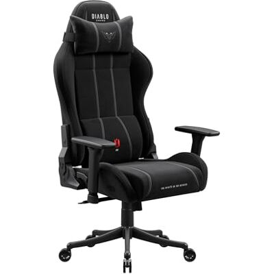 Diablo Gaming Stuhl ergonomisch Stoff Kinder Jugend Drehstuhl mit Lendenkissen Kopfstütze 3D Armlehnen verstellbar bis 140 Grad Bürostuhl klein Burned Black Diablo Gaming Stuhl ergonomisch Stoff Kinder Jugend Drehstuhl mit Lendenkissen Kopfstütze 3D Armlehnen verstellbar bis 140 Grad Bürostuhl klein Burned Black