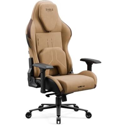 Diablo Gaming Stuhl Stoff ergonomisch, 4D Armlehnen, belastbar bis 140 kg Kühlende Sitzfläche, Memory Schaum Kopfstütze, Lendenkissen, 140 Grad Lehne, Wippfunktion, Metallbasis, leise Rollen Diablo Gaming Stuhl Stoff ergonomisch, 4D Armlehnen, belastbar bis 140 kg Kühlende Sitzfläche, Memory Schaum Kopfstütze, Lendenkissen, 140 Grad Lehne, Wippfunktion, Metallbasis, leise Rollen