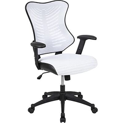Flash Furniture High Back Designer White Mesh Executive Swivel Ergonomic Office Chair with Adjustable Arms, 25.75"W x 25"D x 39" 42.75"H Flash Furniture High Back Designer White Mesh Executive Swivel Ergonomic Office Chair with Adjustable Arms, 25.75"W x 25"D x 39" 42.75"H