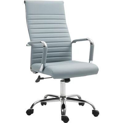 Vinsetto Bürostuhl Ergonomischer Schreibtischstuhl mit Armlehne, Höhenverstellbarer Drehstuhl mit Wippfunktion, Kunstleder, Gepolstert Computerstuhl, Hellgrau Vinsetto Bürostuhl Ergonomischer Schreibtischstuhl mit Armlehne, Höhenverstellbarer Drehstuhl mit Wippfunktion, Kunstleder, Gepolstert Computerstuhl, Hellgrau