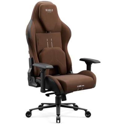 Diablo Gaming Stuhl Stoff ergonomisch, 4D Armlehnen, belastbar bis 140 kg Kühlende Sitzfläche, Memory Schaum Kopfstütze, Lendenkissen, 140 Grad Lehne, Wippfunktion, Metallbasis, leise Rollen Diablo Gaming Stuhl Stoff ergonomisch, 4D Armlehnen, belastbar bis 140 kg Kühlende Sitzfläche, Memory Schaum Kopfstütze, Lendenkissen, 140 Grad Lehne, Wippfunktion, Metallbasis, leise Rollen