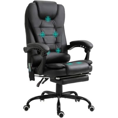 Vinsetto Bürostuhl, Massagesessel, 7-Punkt-Fußstütze, einziehbar, Schwarz Ergonomischer Bürostuhl, Rückenlehne neigbar 155°, höhenverstellbar, kabelgebundene Fernbedienung, 360° drehbar Vinsetto Bürostuhl, Massagesessel, 7-Punkt-Fußstütze, einziehbar, Schwarz Ergonomischer Bürostuhl, Rückenlehne neigbar 155°, höhenverstellbar, kabelgebundene Fernbedienung, 360° drehbar