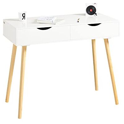 SoBuy Schreibtisch mit 2 Schubladen 90x77x45 cm fürs Arbeitszimmer Computertisch & Kinderschreibtisch mit Stauraum, stabil, Weiß/Natur FWT40-WN SoBuy Schreibtisch mit 2 Schubladen 90x77x45 cm fürs Arbeitszimmer Computertisch & Kinderschreibtisch mit Stauraum, stabil, Weiß/Natur FWT40-WN