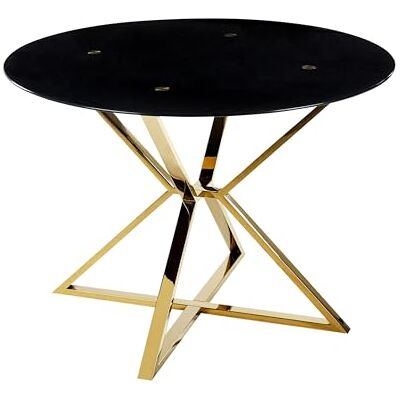 Beliani Esstisch glamourös aus temperiertem Glas, Gold und Schwarz ⌀ 105 cm Metallbeine Bosco Beliani Esstisch glamourös aus temperiertem Glas, Gold und Schwarz ⌀ 105 cm Metallbeine Bosco