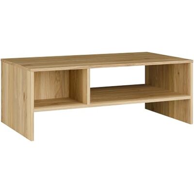 Forte Orkney Couchtisch 110, moderner Couchtisch mit offenen Stauraumfächern, Holzwerkstoff, Artisan Eiche Holzdekor, 110 cm breit x 41,8 cm hoch x 60 cm tief Forte Orkney Couchtisch 110, moderner Couchtisch mit offenen Stauraumfächern, Holzwerkstoff, Artisan Eiche Holzdekor, 110 cm breit x 41,8 cm hoch x 60 cm tief
