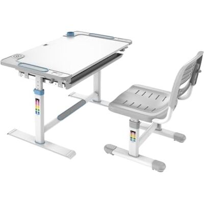 Spacetronik Kinderschreibtisch und Stuhl Set Höhenverstellbar 80x50 cm, Neigbare Tischplatte bis 30°, Ergonomischer Stuhl, Geräumige Schublade, Taschenhaken, Fußstütze Spacetronik Kinderschreibtisch und Stuhl Set Höhenverstellbar 80x50 cm, Neigbare Tischplatte bis 30°, Ergonomischer Stuhl, Geräumige Schublade, Taschenhaken, Fußstütze