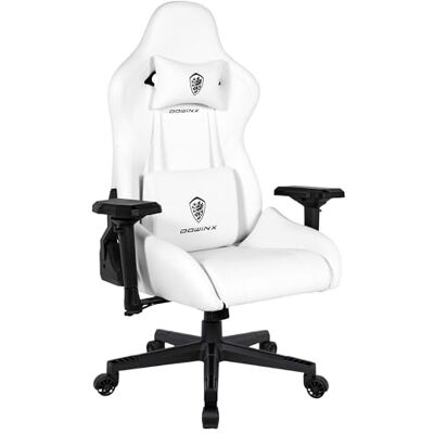 Dowinx Gaming Stuhl Stoff, ergonomischer Gamer Stuhl mit weich gepolsterten Komfort-Armlehnen, Stabiler Gaming Chair und Bürostuhl für langes Sitzen, Weiß Dowinx Gaming Stuhl Stoff, ergonomischer Gamer Stuhl mit weich gepolsterten Komfort-Armlehnen, Stabiler Gaming Chair und Bürostuhl für langes Sitzen, Weiß