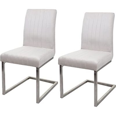 Mendler 2er-Set Freischwinger HWC-L14 Samt creme-weiß Besucherstuhl, Konferenzstuhl, Stuhl, Edelstahl, gebürstet Mendler 2er-Set Freischwinger HWC-L14 Samt creme-weiß Besucherstuhl, Konferenzstuhl, Stuhl, Edelstahl, gebürstet