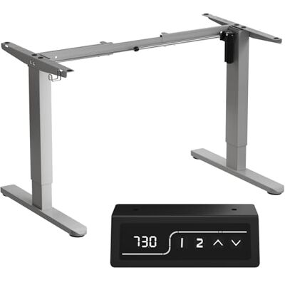 JUMMICO Höhenverstellbarer Schreibtisch Gestell, Stabiler Tischgestell, Elektrisch Höhenverstellbare Tischbeine, Steh-Sitz Bürotisch, Stehpult, Standing Desk mit 2 Memory-Funktion Grau JUMMICO Höhenverstellbarer Schreibtisch Gestell, Stabiler Tischgestell, Elektrisch Höhenverstellbare Tischbeine, Steh-Sitz Bürotisch, Stehpult, Standing Desk mit 2 Memory-Funktion Grau