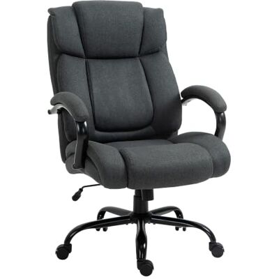 Vinsetto Bürostuhl Chefsessel 220 kg Belastbar mit Leinenoptik Dunkelgrau Ergonomischer, Gepolsterter Schreibtischstuhl mit Armlehne, Breit Sitz, Höhenverstellbarer Drehstuhl mit Wippfunktion Vinsetto Bürostuhl Chefsessel 220 kg Belastbar mit Leinenoptik Dunkelgrau Ergonomischer, Gepolsterter Schreibtischstuhl mit Armlehne, Breit Sitz, Höhenverstellbarer Drehstuhl mit Wippfunktion