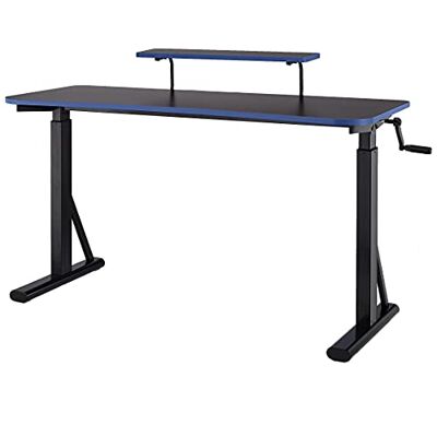 Amazon Rechteckig Höhenverstellbarer Gaming Computertisch Schreibtisch mit erhöhter Monitorablage, 140 x 63.5 x 109-126 cm, Blau Amazon Rechteckig Höhenverstellbarer Gaming Computertisch Schreibtisch mit erhöhter Monitorablage, 140 x 63.5 x 109-126 cm, Blau