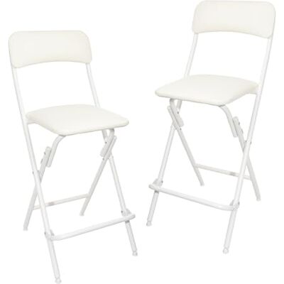 Amazon Klapphocker mit Fußablage, 136,1 kg Traglast, 61 cm hoch, 2 Stück, Weiß Amazon Klapphocker mit Fußablage, 136,1 kg Traglast, 61 cm hoch, 2 Stück, Weiß