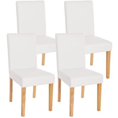 Mendler 4er-Set Stuhl Littau Kunstleder, weiß matt, helle Beine Küchenstuhl, Esszimmerstuhl Mendler 4er-Set Stuhl Littau Kunstleder, weiß matt, helle Beine Küchenstuhl, Esszimmerstuhl