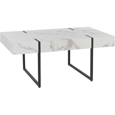 Beliani Couchtisch Marmor Optik weiß 100 x 60 cm schwarze Metallbeine modern Merced Beliani Couchtisch Marmor Optik weiß 100 x 60 cm schwarze Metallbeine modern Merced