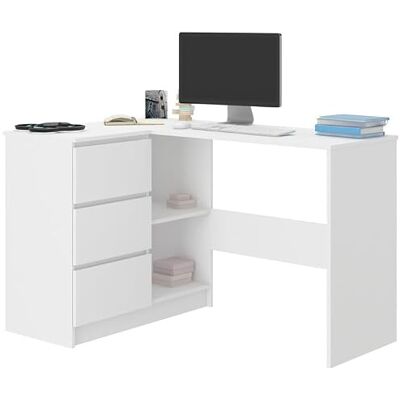 Happy Babies Eckschreibtisch 112x76 cm Computertisch mit Stauraum L Form Bürotisch Schreibtisch mit Schubladen Ecktisch Weiß Happy Babies Eckschreibtisch 112x76 cm Computertisch mit Stauraum L Form Bürotisch Schreibtisch mit Schubladen Ecktisch Weiß