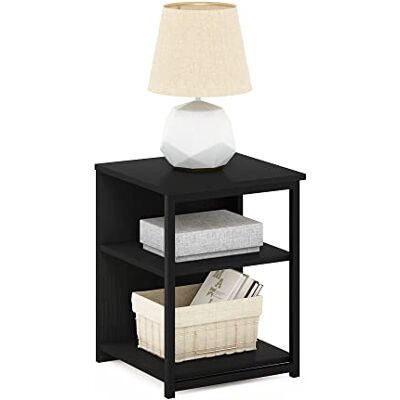 Furinno Camnus Modern Living Beistelltisch, Nachttisch, dunkelgrau (Americano)/schwarz Furinno Camnus Modern Living Beistelltisch, Nachttisch, dunkelgrau (Americano)/schwarz