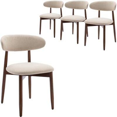 COLAMY Esszimmerstühle 4er Set, Polsternder Stühle Esszimmer mit Rückenlehne, Moderne Küchenstühle Gepolstert, Stoff Dining Chairs mit Back und Holzbeinen für Esszimmer, Küche, Restaurant, Beige COLAMY Esszimmerstühle 4er Set, Polsternder Stühle Esszimmer mit Rückenlehne, Moderne Küchenstühle Gepolstert, Stoff Dining Chairs mit Back und Holzbeinen für Esszimmer, Küche, Restaurant, Beige