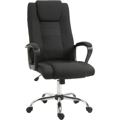 Vinsetto Bürostuhl Ergonomischer Schreibtischstuhl mit Armlehne Schwarz Höhenverstellbarer Drehstuhl mit Leinenoptik, Gepolstert Computerstuhl Vinsetto Bürostuhl Ergonomischer Schreibtischstuhl mit Armlehne Schwarz Höhenverstellbarer Drehstuhl mit Leinenoptik, Gepolstert Computerstuhl