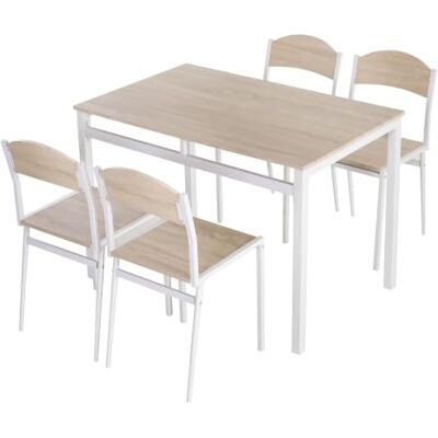 HOMCOM 5-teiliges Essset - Modern MDF & Metall in Grau & Weiß HOMCOM 5-teiliges Essset - Modern MDF & Metall in Grau & Weiß