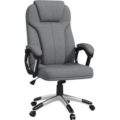Vinsetto Bürostuhl Drehstuhl mit Kopfstütze 66 x 75 x 110–120 cm Grau Computerstuhl, Wippfunktion, Gepolsterte Armlehnen, Ergonomisch, Leinen Vinsetto Bürostuhl Drehstuhl mit Kopfstütze 66 x 75 x 110–120 cm Grau Computerstuhl, Wippfunktion, Gepolsterte Armlehnen, Ergonomisch, Leinen