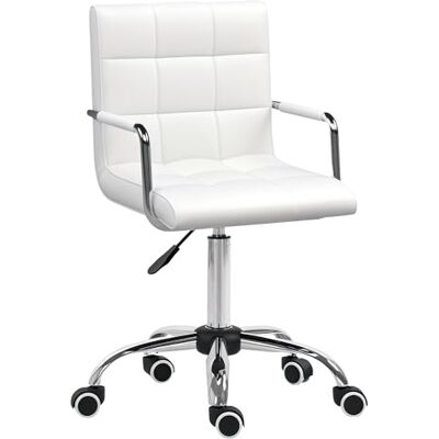 Vinsetto HOMCOM Homeoffice Stuhl Höhenverstellbar Drehstuhl bis 120kg Weiß Schreibtischstuhl aus Kunstleder, Schminkstuhl, Bürostuhl, für Arbeitszimmer, Schlafzimmer Vinsetto HOMCOM Homeoffice Stuhl Höhenverstellbar Drehstuhl bis 120kg Weiß Schreibtischstuhl aus Kunstleder, Schminkstuhl, Bürostuhl, für Arbeitszimmer, Schlafzimmer