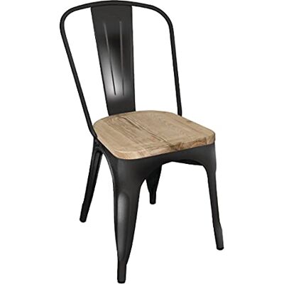 Bolero Bistro Beistellstuhl Schwarz mit Holzsitzauflage (4er Pack) Bolero Bistro Beistellstuhl Schwarz mit Holzsitzauflage (4er Pack)
