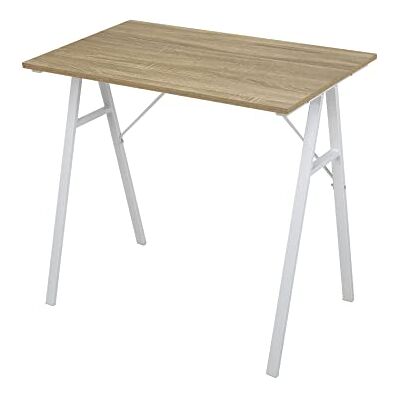Rebecca Mobili Kompakter Schreibtisch, Bürotisch Studierzimmer, Stahl MDF, Weiß Beige, Moderner Stil, Einfache Montage Maße HxLxB: 74 x 80 x 50 cm Art. RE6708 Rebecca Mobili Kompakter Schreibtisch, Bürotisch Studierzimmer, Stahl MDF, Weiß Beige, Moderner Stil, Einfache Montage Maße HxLxB: 74 x 80 x 50 cm Art. RE6708