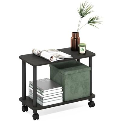 Furinno Turn-N-Tube Moderner rechteckiger Beistelltisch mit Rollen, Espresso/Schwarz Furinno Turn-N-Tube Moderner rechteckiger Beistelltisch mit Rollen, Espresso/Schwarz