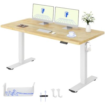 FlexiSpot Höhenverstellbarer Schreibtisch GUMMIHOLZ Massivholz 160 × 80 cm 25 mm starke einteilige Tischplatte aus massivem Gummibaumholz, elektrisch höhenverstellbar (Weiß Tischbeine) FlexiSpot Höhenverstellbarer Schreibtisch GUMMIHOLZ Massivholz 160 × 80 cm 25 mm starke einteilige Tischplatte aus massivem Gummibaumholz, elektrisch höhenverstellbar (Weiß Tischbeine)