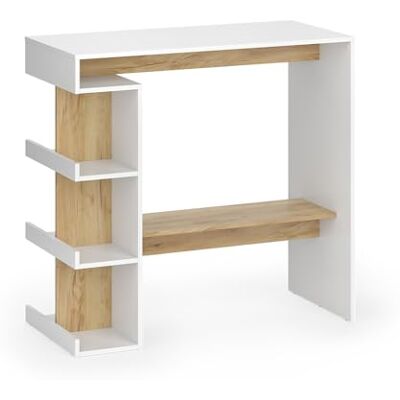 Vicco Bartisch Dana, Weiß/Goldkraft Eiche, 108 x 50 cm mit offenen Ablagen zur Nutzung als Stehtisch Vicco Bartisch Dana, Weiß/Goldkraft Eiche, 108 x 50 cm mit offenen Ablagen zur Nutzung als Stehtisch