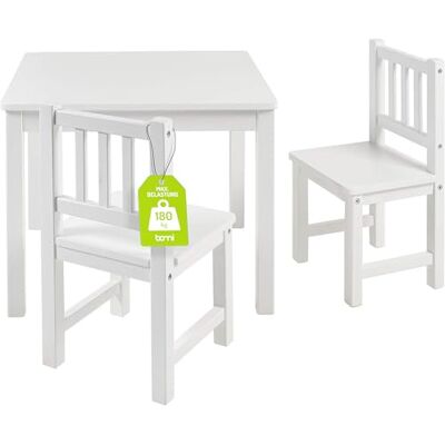 Bomi Kindersitzgruppe Holz Amy Kindertisch mit 2 Stühlen Tisch & Stühle Kinderzimmer Set Spieltisch ab 1 Jahr Kindertisch für drinnen Maltisch & Basteltisch Kinder Kindermöbel Weiß Bomi Kindersitzgruppe Holz Amy Kindertisch mit 2 Stühlen Tisch & Stühle Kinderzimmer Set Spieltisch ab 1 Jahr Kindertisch für drinnen Maltisch & Basteltisch Kinder Kindermöbel Weiß