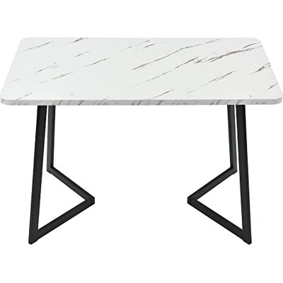Merax Modern Esstisch Rechteckiger Tisch 117x68cm,Esstisch aus Moderner Marmor-Finish Küchentisch mit Metallbeinen für Esszimmer Wohnzimmer,Schwarz/Weiß Merax Modern Esstisch Rechteckiger Tisch 117x68cm,Esstisch aus Moderner Marmor-Finish Küchentisch mit Metallbeinen für Esszimmer Wohnzimmer,Schwarz/Weiß
