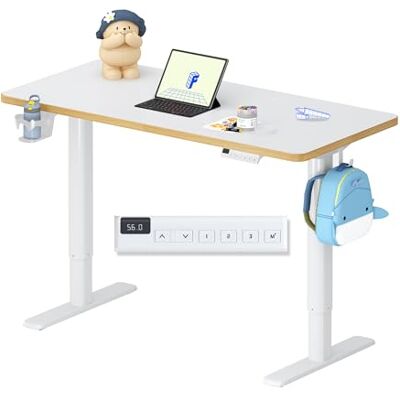 FlexiSpot Kinderschreibtisch höhenverstellbar elektrisch 110 × 52 cm, Weiß Mit LED-Höhenanzeige, 3 Speicherplätzen, Becherhalter & Haken, ergonomischer, pflegeleichter Tischplatte & einfacher Montage FlexiSpot Kinderschreibtisch höhenverstellbar elektrisch 110 × 52 cm, Weiß Mit LED-Höhenanzeige, 3 Speicherplätzen, Becherhalter & Haken, ergonomischer, pflegeleichter Tischplatte & einfacher Montage