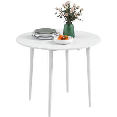 HOMCOM Klappbarer Esstisch für 4, runder Klapptisch, modern, weiß Platzsparend, kleiner Küchentisch, Holzbeine, für Esszimmer HOMCOM Klappbarer Esstisch für 4, runder Klapptisch, modern, weiß Platzsparend, kleiner Küchentisch, Holzbeine, für Esszimmer