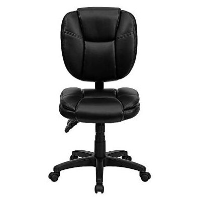Flash Furniture Caroline Bürostuhl mit mittlerer Rückenlehne, weiches Multifunktions-Drehgelenk, ergonomisch, mit Kissenpolsterung, Schwarz Flash Furniture Caroline Bürostuhl mit mittlerer Rückenlehne, weiches Multifunktions-Drehgelenk, ergonomisch, mit Kissenpolsterung, Schwarz