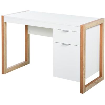 HOMCOM Computertisch mit Schublade 112,5x50x75,5 cm Weiß Geräumiger Kleiderschrank, rechteckige Beine, moderner Stil, zusätzliche Dekoration HOMCOM Computertisch mit Schublade 112,5x50x75,5 cm Weiß Geräumiger Kleiderschrank, rechteckige Beine, moderner Stil, zusätzliche Dekoration