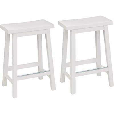 Amazon Küchenhocker aus Massivholz, niedriger Barhocker, Esszimmerstuhl, einfache Montage, modern, 2 Stück, 61 cm hoch, Weiß Amazon Küchenhocker aus Massivholz, niedriger Barhocker, Esszimmerstuhl, einfache Montage, modern, 2 Stück, 61 cm hoch, Weiß