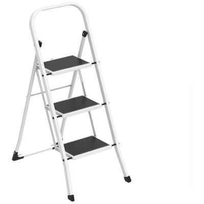Amig Klappleiter 3 Stufen Stahl Weiß 106x72x46 cm Amig Klappleiter 3 Stufen Stahl Weiß 106x72x46 cm
