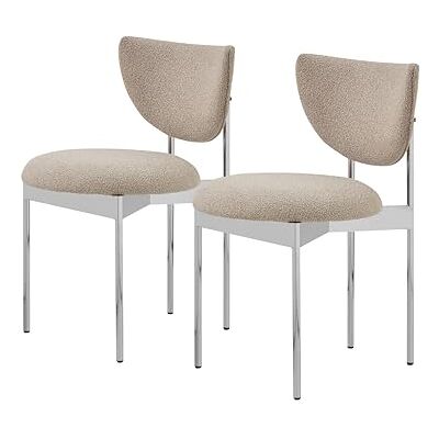 NJLyuhome Skandinavischer Lunar Esszimmerstuhl Polierter Edelstahl mit Khaki Sitzpolster (2er-Set) NJLyuhome Skandinavischer Lunar Esszimmerstuhl Polierter Edelstahl mit Khaki Sitzpolster (2er-Set)